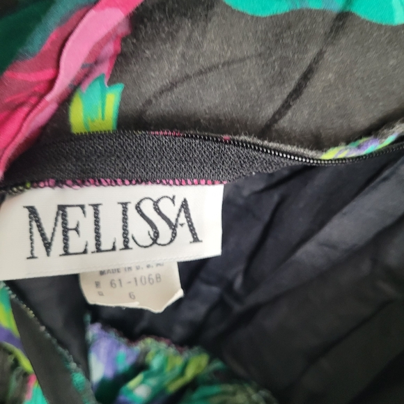 Vintage 80's Dress Melissa Multicolor Dress Size 6 - Picture 5 of 12